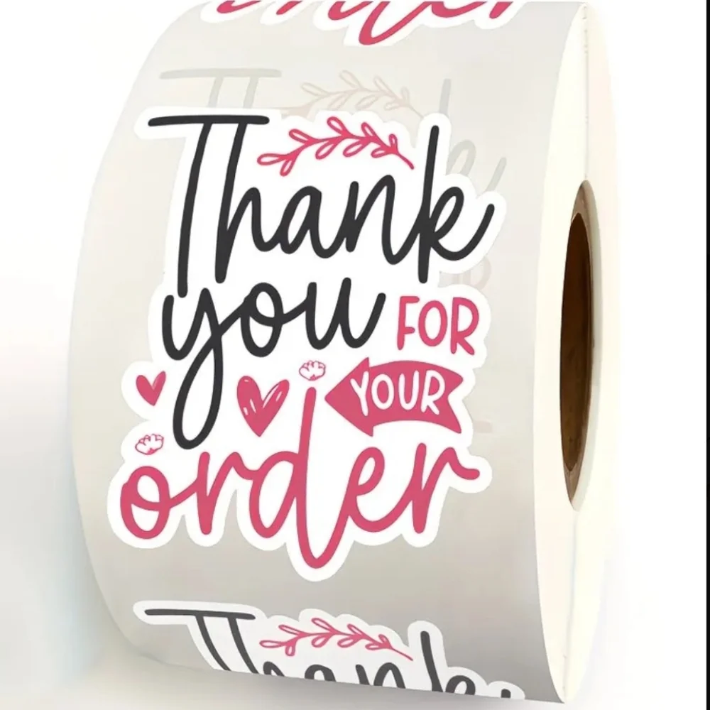 Thank You Stickers Roll - Pink and Black - Picture 5 of 6